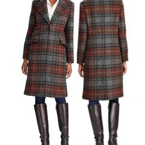 Lauren Ralph Women’s Wool Blend Blanket Plaid, Long Pea Coat